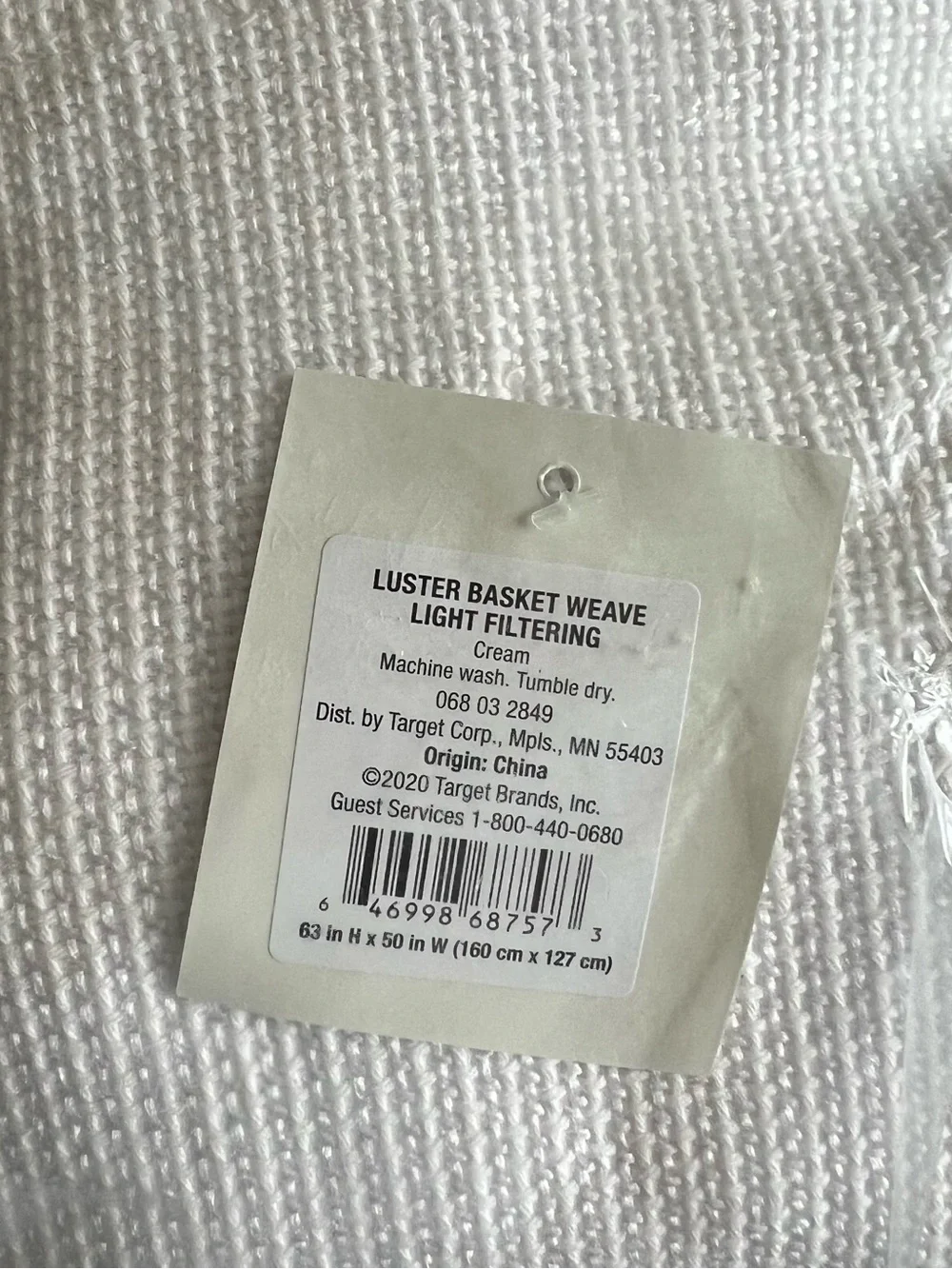 NWT Project 62 Luster Basket Weave Light Filtering Curtain Panel- Cream 63”x50”